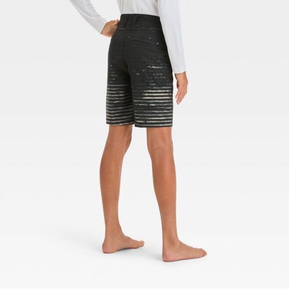 NWT Art Class Size 5 Black Gray Hybrid Striped Swim Trunks Board Shorts - Picture 4 of 10